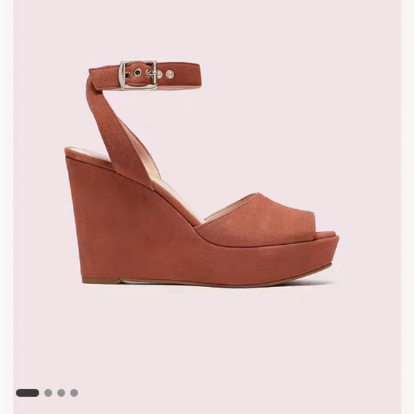 Kate Spade  Suede Wedge
Sandals Color is Coral Called  Dark Tawny Size 7.5 - Picture 4 of 17